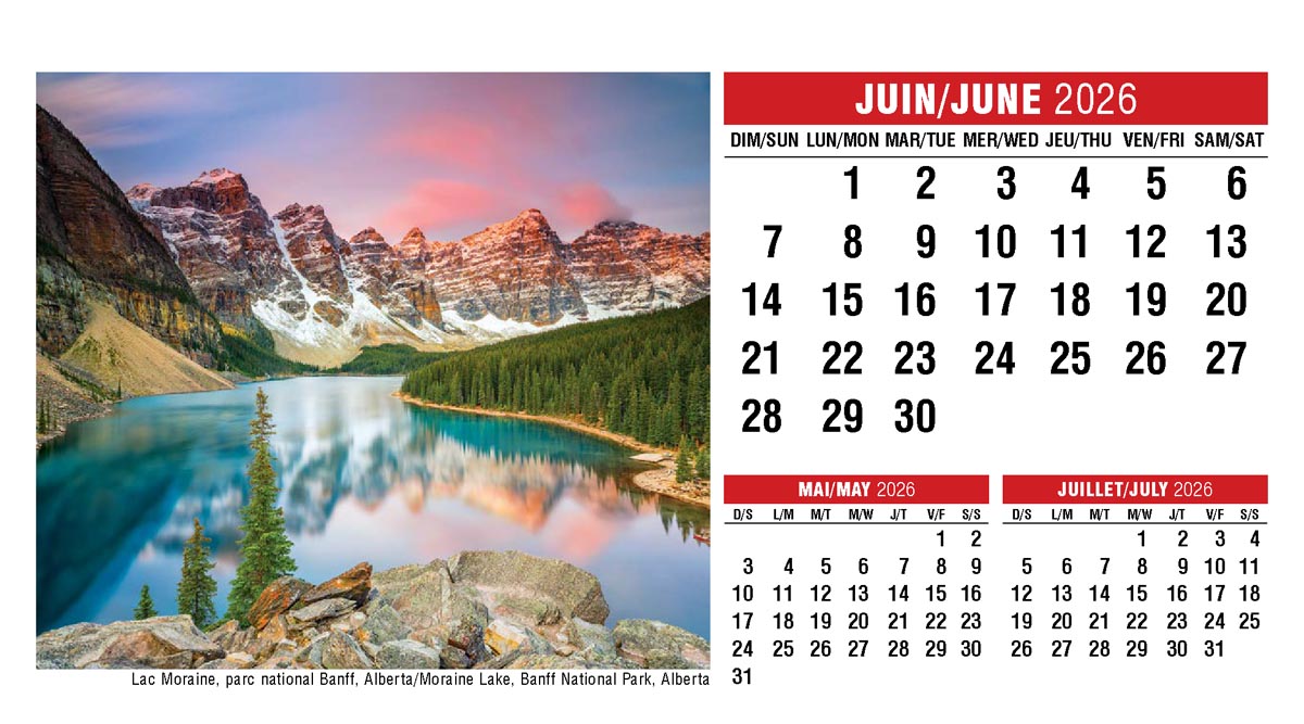 Galleria Canadian Scenes( ENG/Fr) Promotional Desk Calendar- 2026